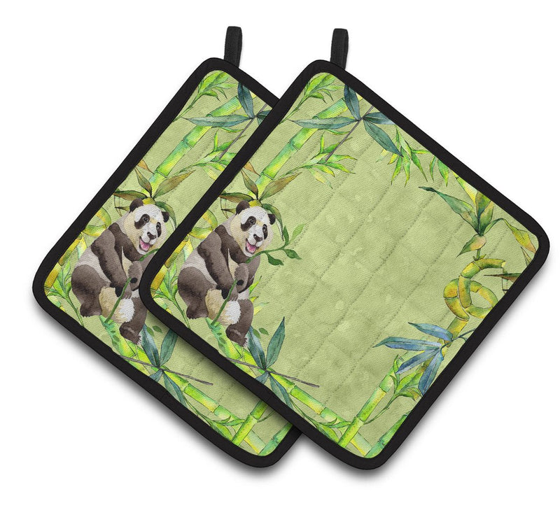 Panda Bear and Bamboo Pair of Pot Holders