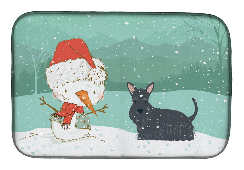 Scottish Terrier Snowman Christmas Dish Drying Mat CK2068DDM