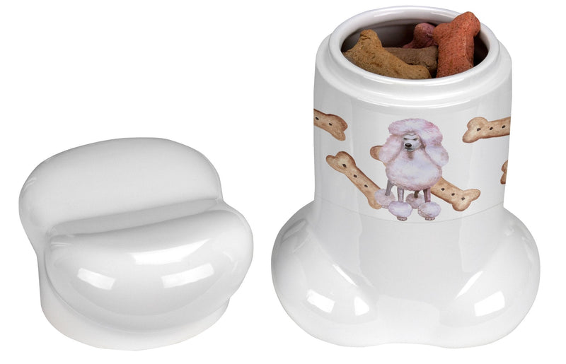 White Standard Poodle Bone Shaped Treat Jar CK2297BSTJ