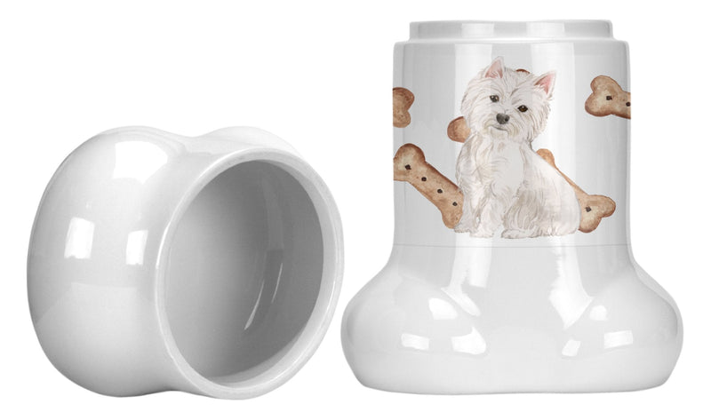 Westie Highland White Terrier Bone Shaped Treat Jar CK2392BSTJ