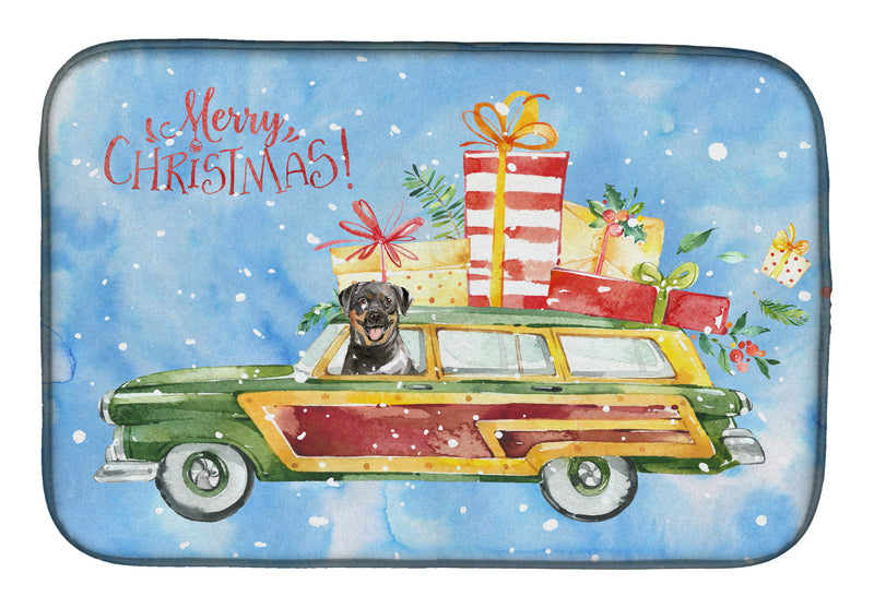 Merry Christmas Rottweiler Dish Drying Mat CK2417DDM