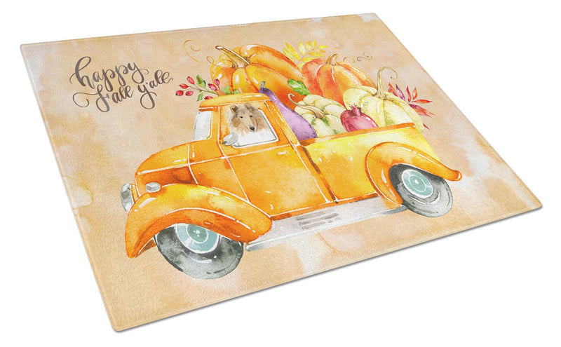 Fall Harvest Collie Glass Cutting Board Large CK2630LCB