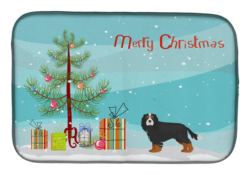 Cavalier King Charles Spaniel Tricolor Christmas Tree Dish Drying Mat CK3446DDM