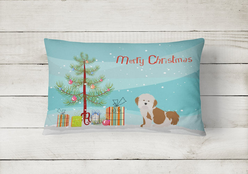 Havanese Christmas Tree Canvas Fabric Decorative Pillow CK3458PW1216