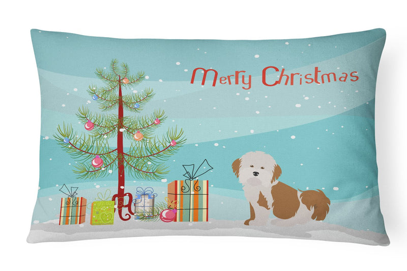 Havanese Christmas Tree Canvas Fabric Decorative Pillow CK3458PW1216