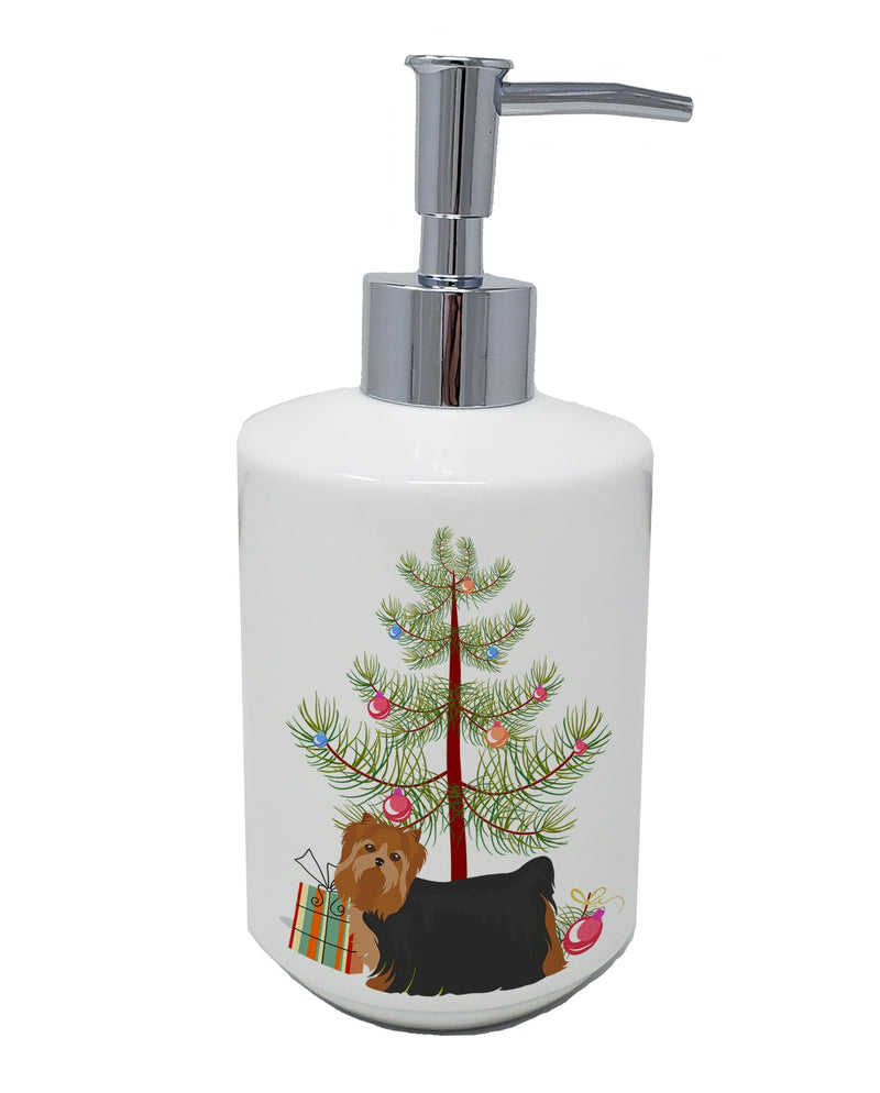 Yorkshire Terrier Christmas Tree Ceramic Soap Dispenser