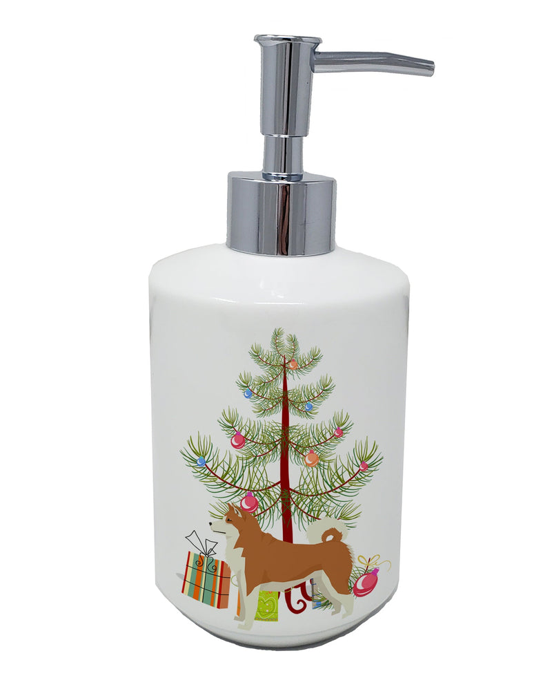 Akita Christmas Tree Ceramic Soap Dispenser