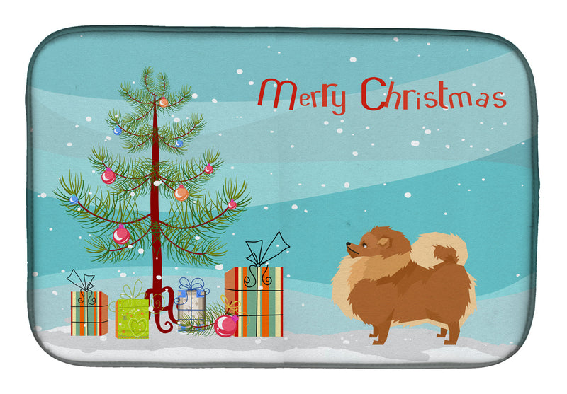 Pomeranian Christmas Tree Dish Drying Mat CK3555DDM