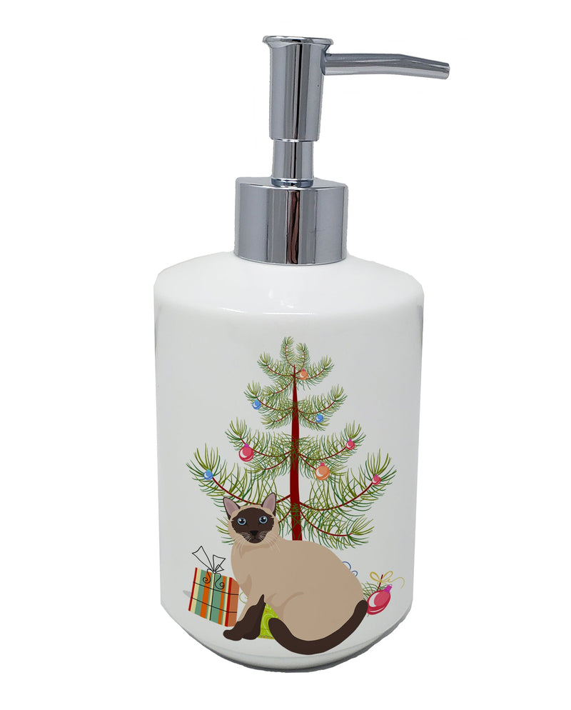 Siamese Traditional Cat Merry Christmas Ceramic Soap Dispenser