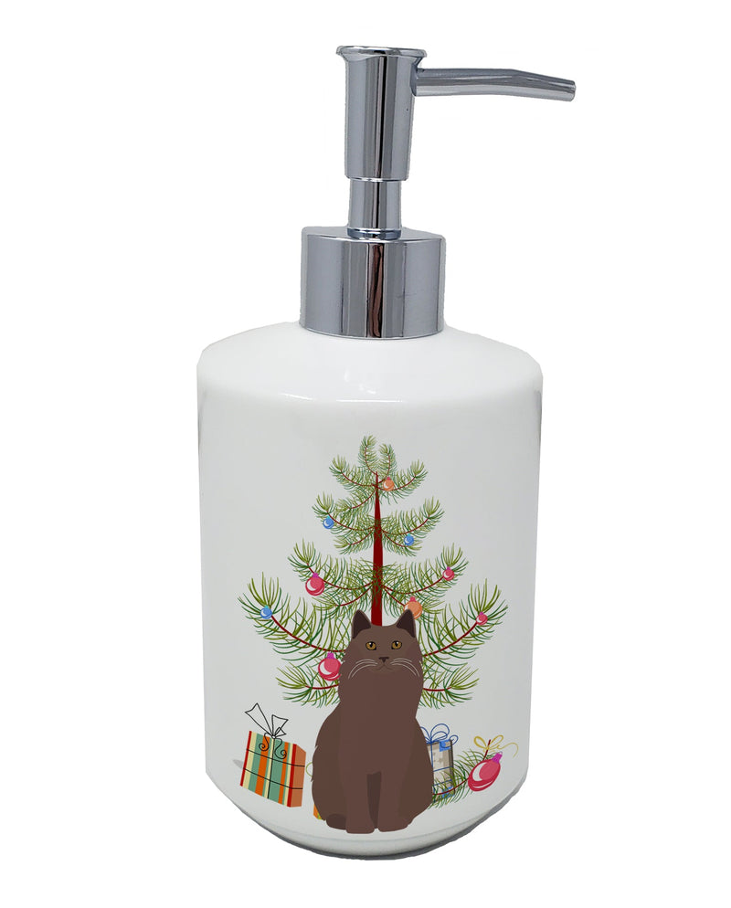 York Chocolate Cat Merry Christmas Ceramic Soap Dispenser