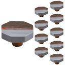 Mascot Hardware Lakewood 1-3/5 in. Octagon Grey & Wood Cabinet Knob (Pack of 10)