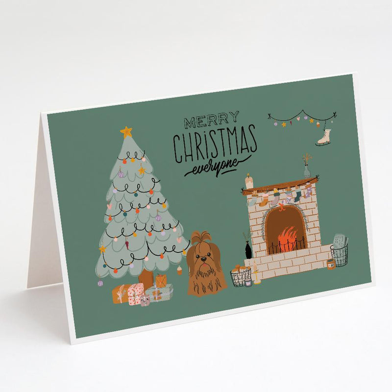 Silver Chocolate Shih Tzu Christmas Everyone Greeting Cards and Envelopes Pack of 8