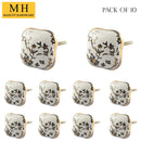 Mascot HardwareCeramic Square 1-4/7 in. White & Gold Cabinet Knob