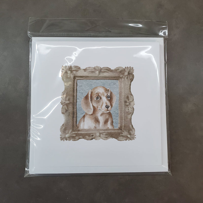 Dachsund Shorthaired Puppy Front View Square Greeting Cards and Envelopes Pack of 8