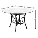 48-inch Round Glass Dining Table with Black Metal Frame