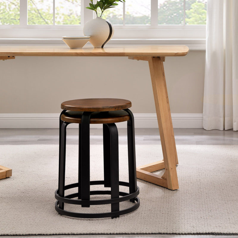 Colton 18" Metal and Wood Round Kitchen Stool