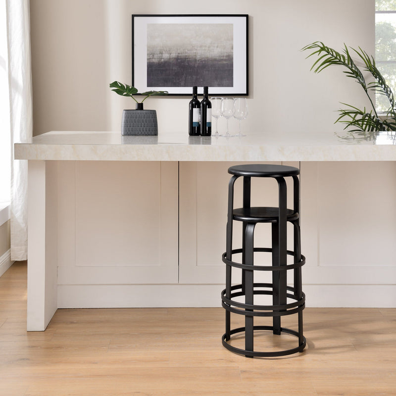 Colton 26" Metal and Wood Round Kitchen Bar Stool