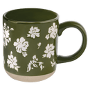 Green Floral 14 oz Stoneware Coffee Mug