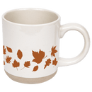 Orange Leaves 14 oz Cream Stoneware Coffee Mug