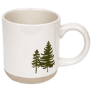 Green Trees 14 oz Cream Stoneware Coffee Mug