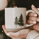 Green Trees 14 oz Cream Stoneware Coffee Mug
