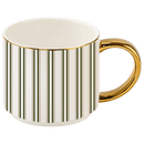 Green Stripe 14 oz Gold Handle Coffee Mug