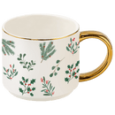 Holiday Greenery 14 oz Gold Handle Coffee Mug