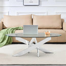 17" H Contemporary Glass Coffee Table in Living Room, Bedroom