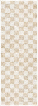 Canika Checkered Cream Washable Area Rug