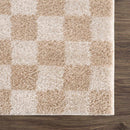 Canika Checkered Cream Washable Area Rug