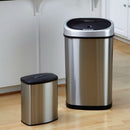 Set of 2 - Stainless Steel Touchless Trash Cans in 2 and 13 Gallon sizes