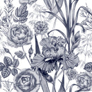 Dark Flowers on White Background Wallpaper