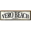 Vero Beach, Florida Black & White Wooden Sign | Wall Art Print on Real Wood