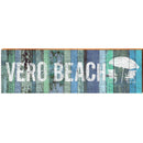 Vero Beach Beach Umbrella/Chairs Blue | Wall Art Print on Real Wood