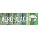 Vero Beach Beach Umbrella/Chairs Green | Wall Art Print on Real Wood