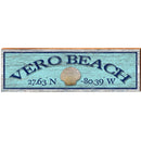 Vero Beach Sea Shell Blue Latitude Longitude | Wall Art Print on Real Wood