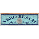 Vero Beach Sand Dollar Blue Latitude Longitude | Wall Art Print on Real Wood