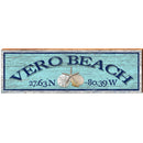 Vero Beach Triple Shells Blue Latitude Longitude | Wall Art Print on Real Wood