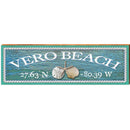 Vero Beach Triple Shells Water Latitude Longitude | Wall Art Print on Real Wood