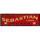Welcome to...Sebastian Florida Red Latitude Longitude | Wall Art Print on Real Wood
