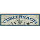 Vero Beach Sea Turtle White Latitude Longitude | Wall Art Print on Real Wood