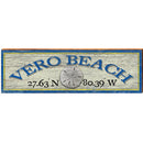 Vero Beach Sand Dollar White Latitude Longitude | Wall Art Print on Real Wood
