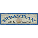 Sebastian Sea Shell White Latitude Longitude | Wall Art Print on Real Wood