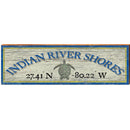 Indian River Shores Sea Turtle White Latitude Longitude | Wall Art Print on Real Wood