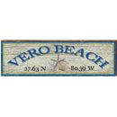 Vero Beach Triple Shells White Latitude Longitude | Wall Art Print on Real Wood