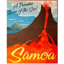 Samoa Volcano Wooden Poster Sign | Wall Art Print on Real Wood