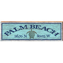 Palm Beach Sea Turtle Blue Latitude Longitude | Wall Art Print on Real Wood