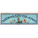 Mermaid Island Shells Blue Sign | Wall Art Print on Real Wood