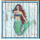 Mermaid Coastal White-wash | Wall Art Print on Real Wood