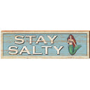 Stay Salty Mermaid Coastal Wooden Sign | Wall Art Print on Real Wood
